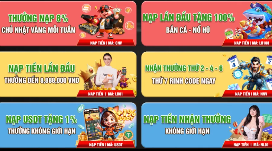 789BET đang có nhiều chương trình ưu đãi nạp tiền dành cho tất cả hội viên